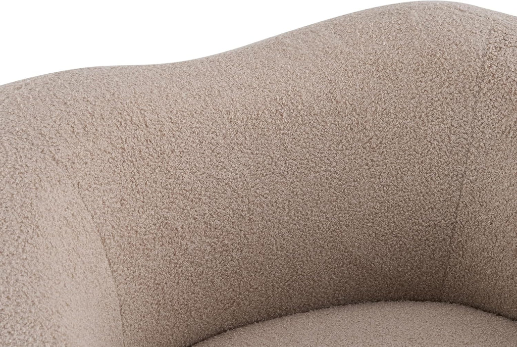 Christopher Knight Home Beckie Boucle Upholstered 360° Swivel Accent Chair, Living Room Barrel Swivel Chair with Wooden Base, Modern Club Chair with Rotation, Light Brown