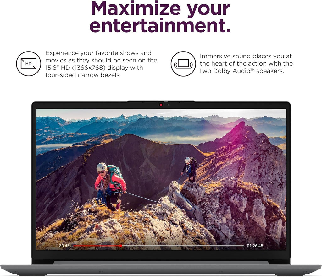 Lenovo IdeaPad Laptop Computer, 15.6" Anti-Glare, 8GB RAM, 256GB (128GB SSD +128GB eMMC), 1-Year Office 365, Intel Core CPU, for Student, Home, Work, Numeric Keypad, Wi-Fi 6, IST HUB, Win 11 Home S