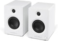 Victrola Tempo – Bluetooth Bookshelf Speakers – Room-Filling Sound, Bluetooth Input, Multi-Speaker Streaming Using Auracast, USB-C Computer Input, Turntable Inputs, Subwoofer Output (Pair, White)