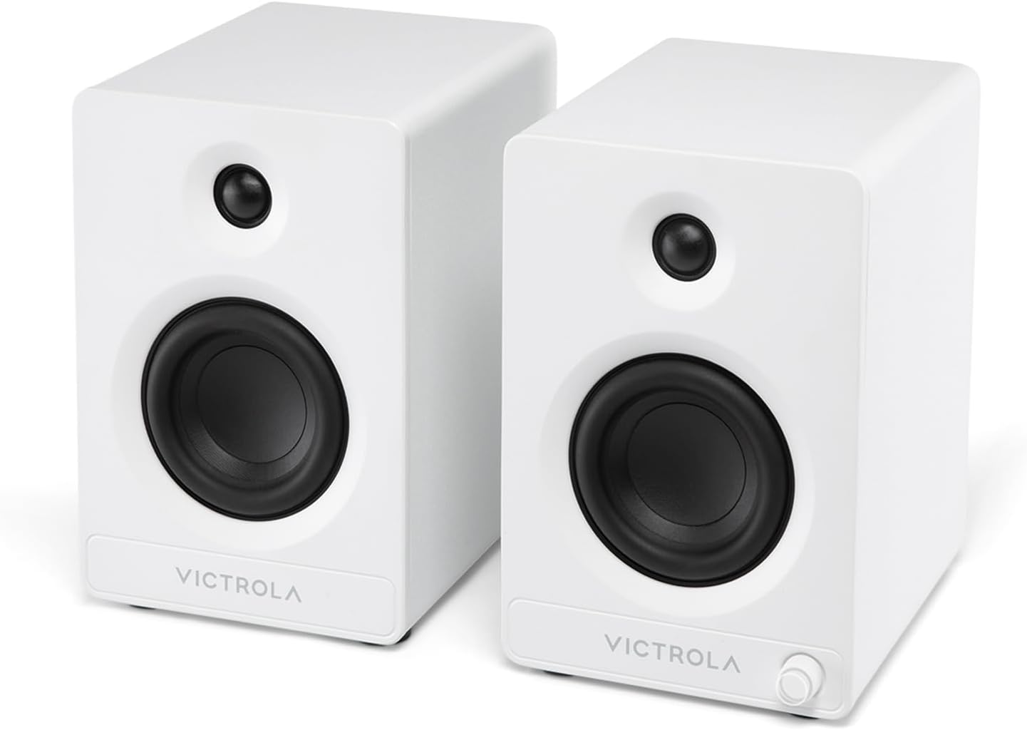 Victrola Tempo – Bluetooth Bookshelf Speakers – Room-Filling Sound, Bluetooth Input, Multi-Speaker Streaming Using Auracast, USB-C Computer Input, Turntable Inputs, Subwoofer Output (Pair, White)