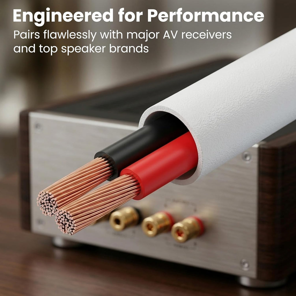 GEARit Speaker Wire 16 Gauge 500 ft, OFC Speaker Cable UL CL2 Rated, 16 AWG Copper Wire with Red/Black Color Coded, Audio Cable for in-Wall Home Theater, School, Church & Commercial Audio(White)