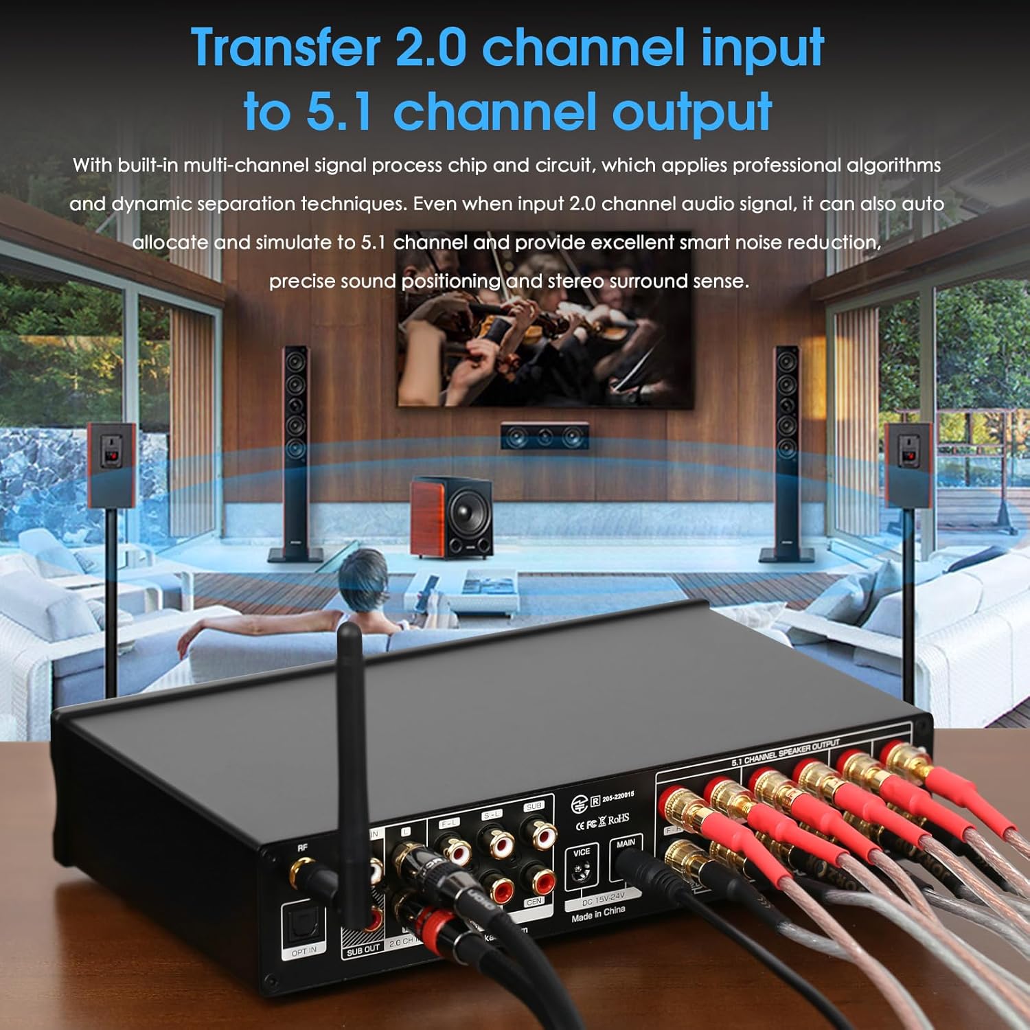 Nobsound HiFi 5.1 Channel Bluetooth Amplifier Stereo Home Theater Power Amp Subwoofer Amp
