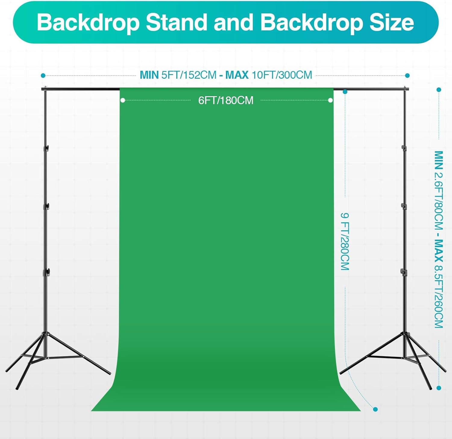 EMART 8.5 x 10 ft Backdrop Support System, Professional Photography Lighting Kit with 5500K 50W LED, 6 * 9ft Backdrop *3, Reflector,Umbrellas&Softbox Lighting Kit for Studio, Portrait, Video Shooting