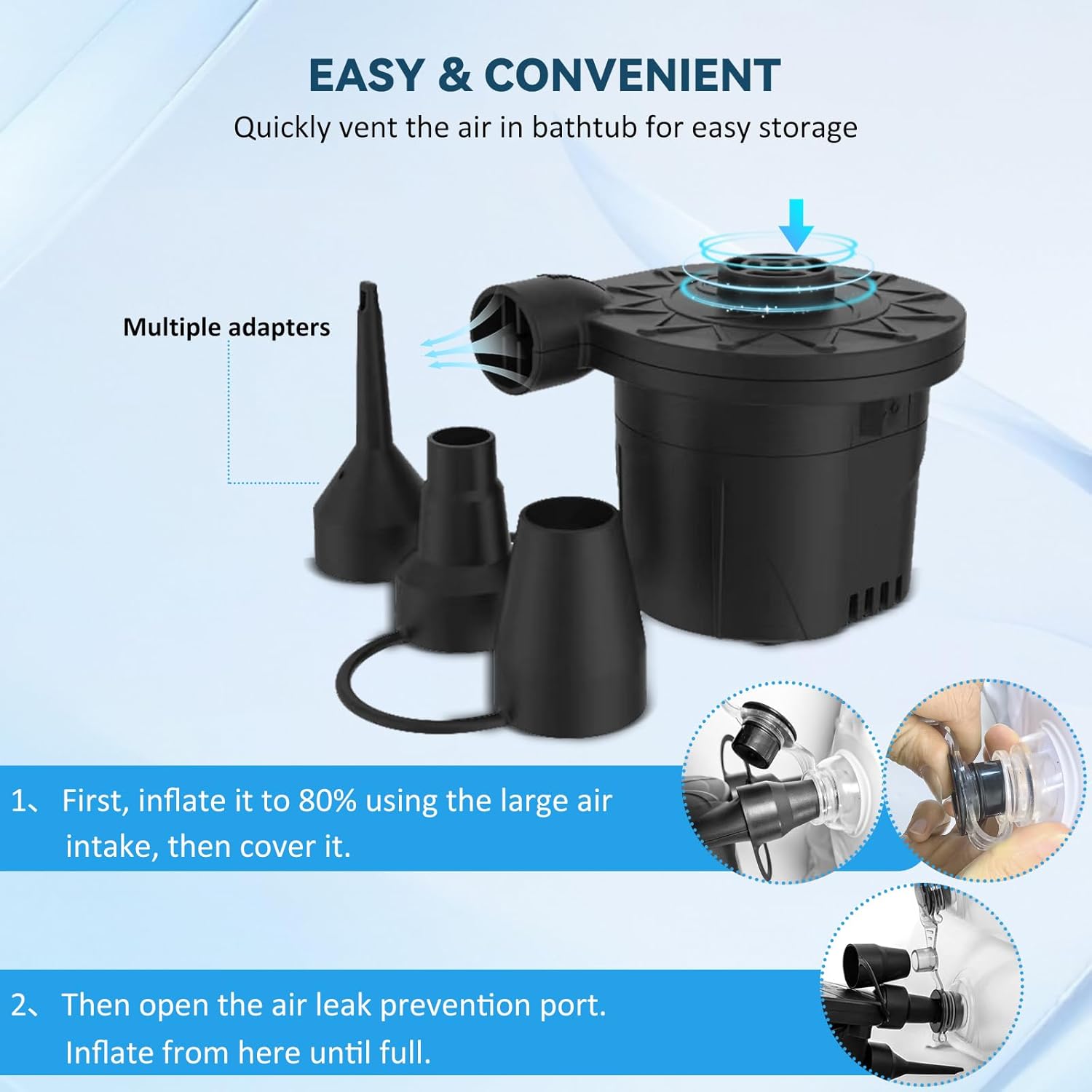 Bedside Shower Bath Kit,Inflatable Bed Bath,Medical grade PVC Bedside Shower Bathtub Kit,Bed Baths for the Disabled,Suitable for Disabled People, Elderly Pregnant Women, Etc (Double layer)
