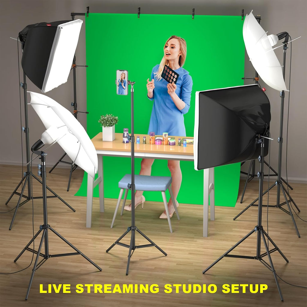 LINCO Lincostore Photo Video Studio Light Kit AM169 - Including 3 Color Backdrops (Black/White/Green) Background Screen