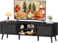 SUPERJARE TV Stand for 65 Inch TV, Entertainment Center with Adjustable Shelf, TV Console with 2 Cabinets, Media Console, Solid Wood Feet, 4 Cord Holes, for Living Room, Black
