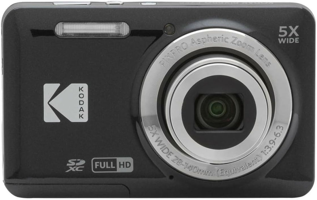 Kodak PIXPRO Friendly Zoom FZ55 Digital Camera (Black) Bundle with 32GB SD Card, Camera Case, and Battery Travel Charger (4 Items)