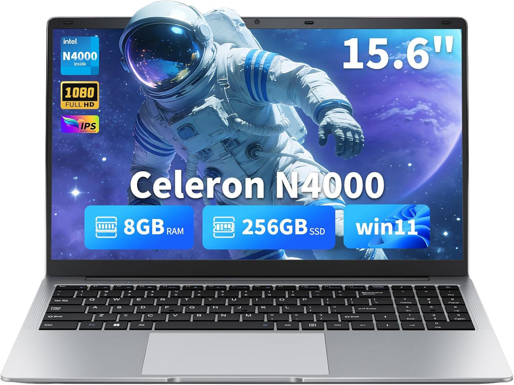 EKY 15.6 Inch Laptop Computer 1080P Display Laptops, 180° Lay-Flat Hinge, Win 11 Pro, 2.4/5G WiFi, BT 5.0, HDMI & USB - Laptop for Students & Office (8G+256G,N4000)