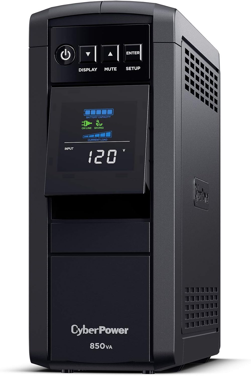 CyberPower CP850PFCLCD PFC Sinewave UPS Battery Backup and Surge Protector, 850VA/510W, 10 Outlets, AVR, Mini-Tower, UL Certified