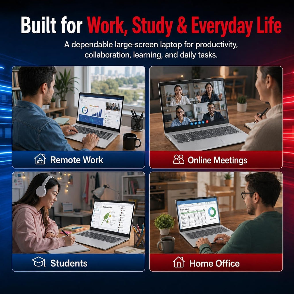 HP 17.3inch FHD Laptop Computer for Work & Study - 16GB RAM, 512GB SSD, AMD Ryzen 5 7430U Processor, Wifi6, Win11 Pro, Computer Multitask for Remote Work,Online Meetings, Students & Home Office