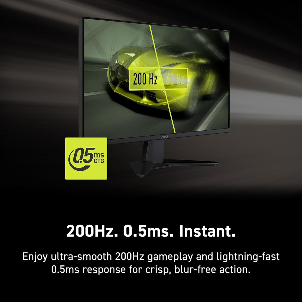 msi MAG 275QF E20 27-inch 2560 x 1440 (WQHD) Gaming Monitor, 200Hz, FreeSync Premium, HDR Ready, HDMI, VGA Port, VESA Mountable, Tilt, 4-Side Slim Bezel, 0.5ms, Black