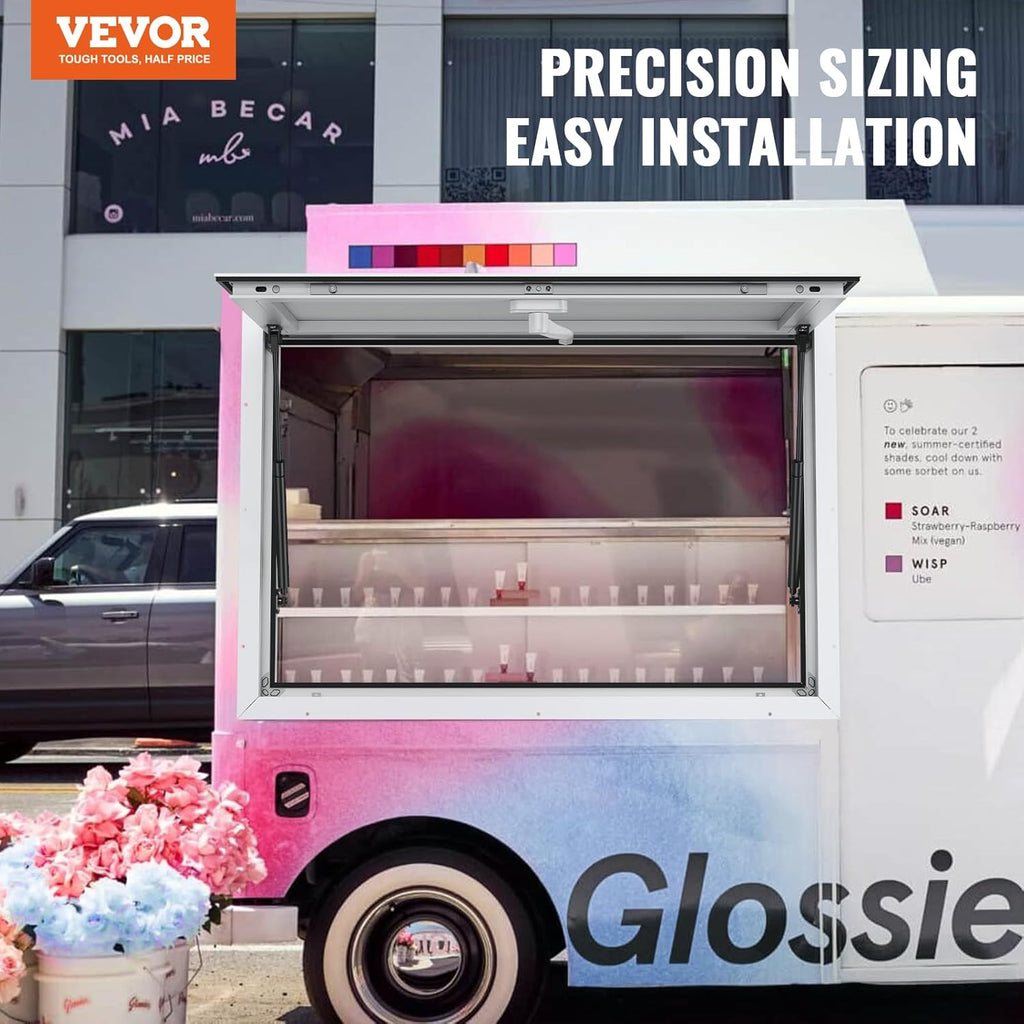 VEVOR Concession Window for Food Truck, 36"x24" Aluminum Alloy Food Truck Service Windows, Up to 85 Degrees Stand Serving Window with Awning Door & Drag Hook, for Food Trucks Concession Trailers