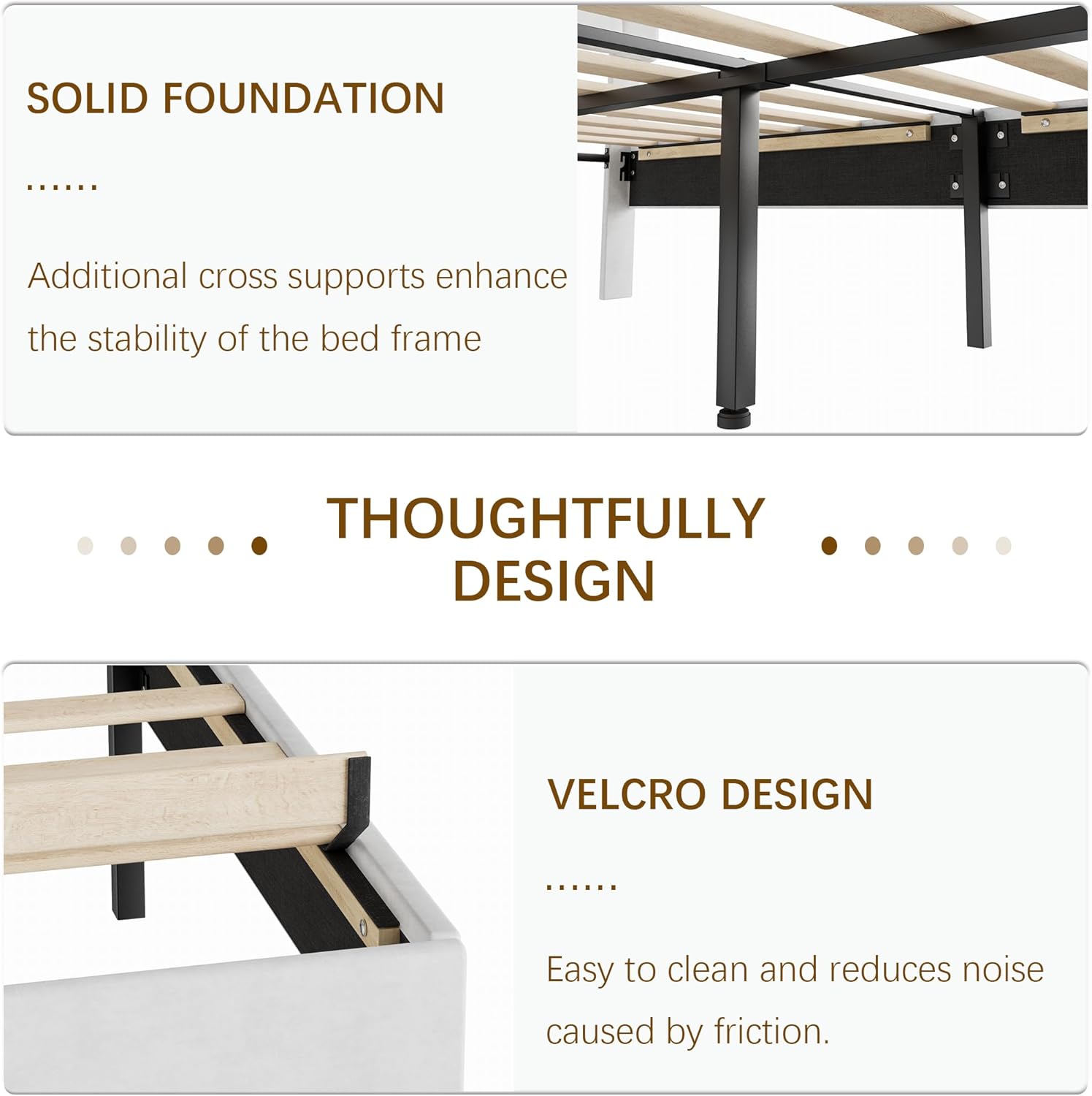 VECELO Full Size Bed Frame with Diamond Tufted Headboard, Upholstered Platform Bedframe with Wood Slat Support, No Box Spring Needed, Velvet & White