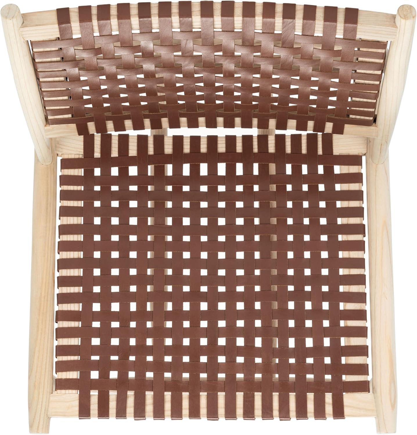 Safavieh Home Collection Soleil Natural and Cognac Leather Woven Accent Chair