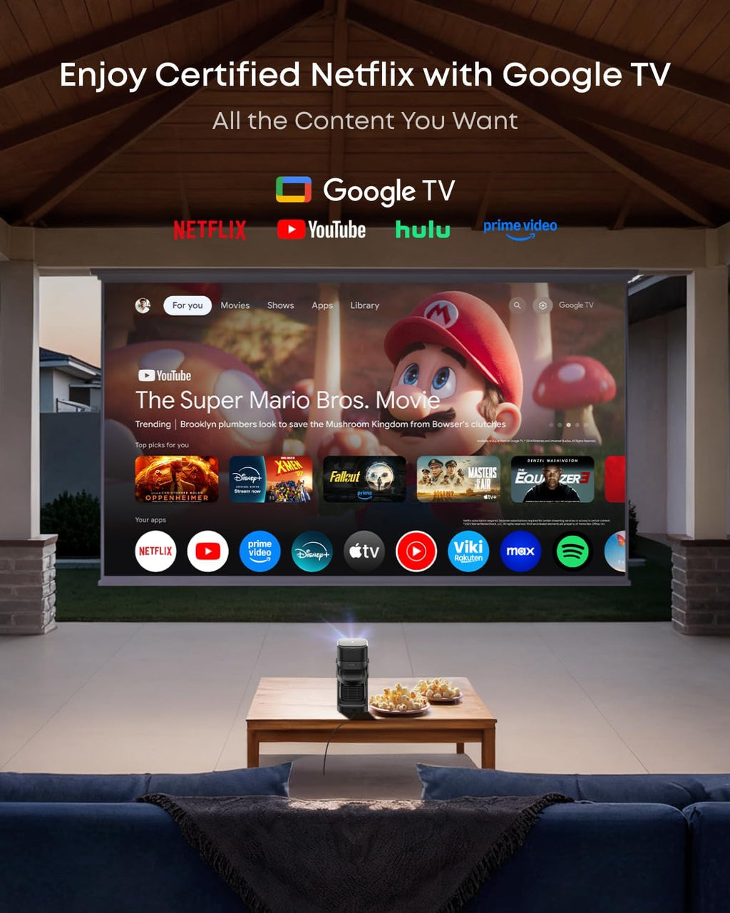 soundcore Nebula P1 Portable GTV Projector with Detachable Speakers, 650 ANSI Lumens, 1080P, 20W Truly 2.0 Surround Sound, Dolby Audio, Built-In Gimbal (Renewed)