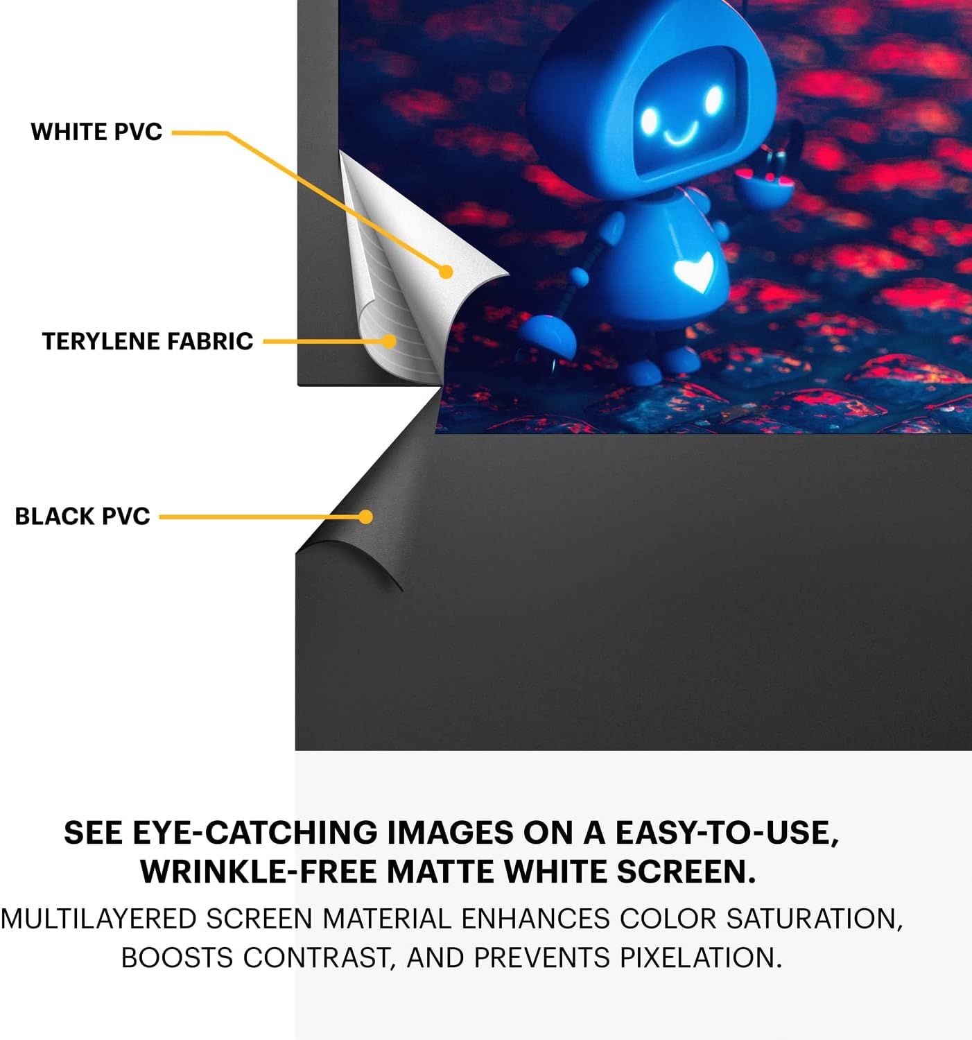 Kodak Portable Projector Screen | 80” Indoor & Outdoor 16:9 Video Projection Surface & Stand with Carry Handle | 1080p, 4K/8K UHD, 3D & HDR Ready | Fast Setup for Movies, Office Presentations & More