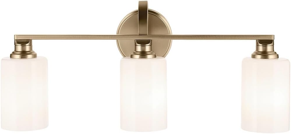 Kichler Gioe 24.25" 3-Light Bathroom Vanity Light Fixture with Opal Glass in Champagne Bronze, Damp Rated for Bathroom, Powder Room, Over Mirror (24.25" W x 10.5" H), 55226CPZ
