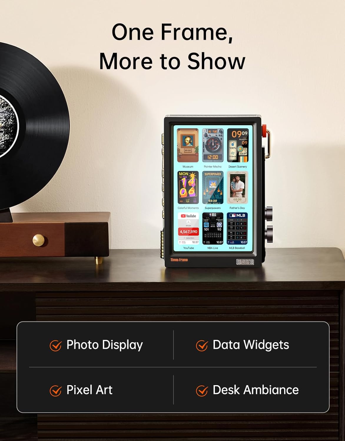Divoom TimesFrame – 10.1" WiFi 6 Digital Picture Frame & Smart Desk Display, No Subscription | 64GB | Send Photos, Videos & AI Styles + Live Widgets (Weather, Calendar, etc)–Perfect Personalized Gift