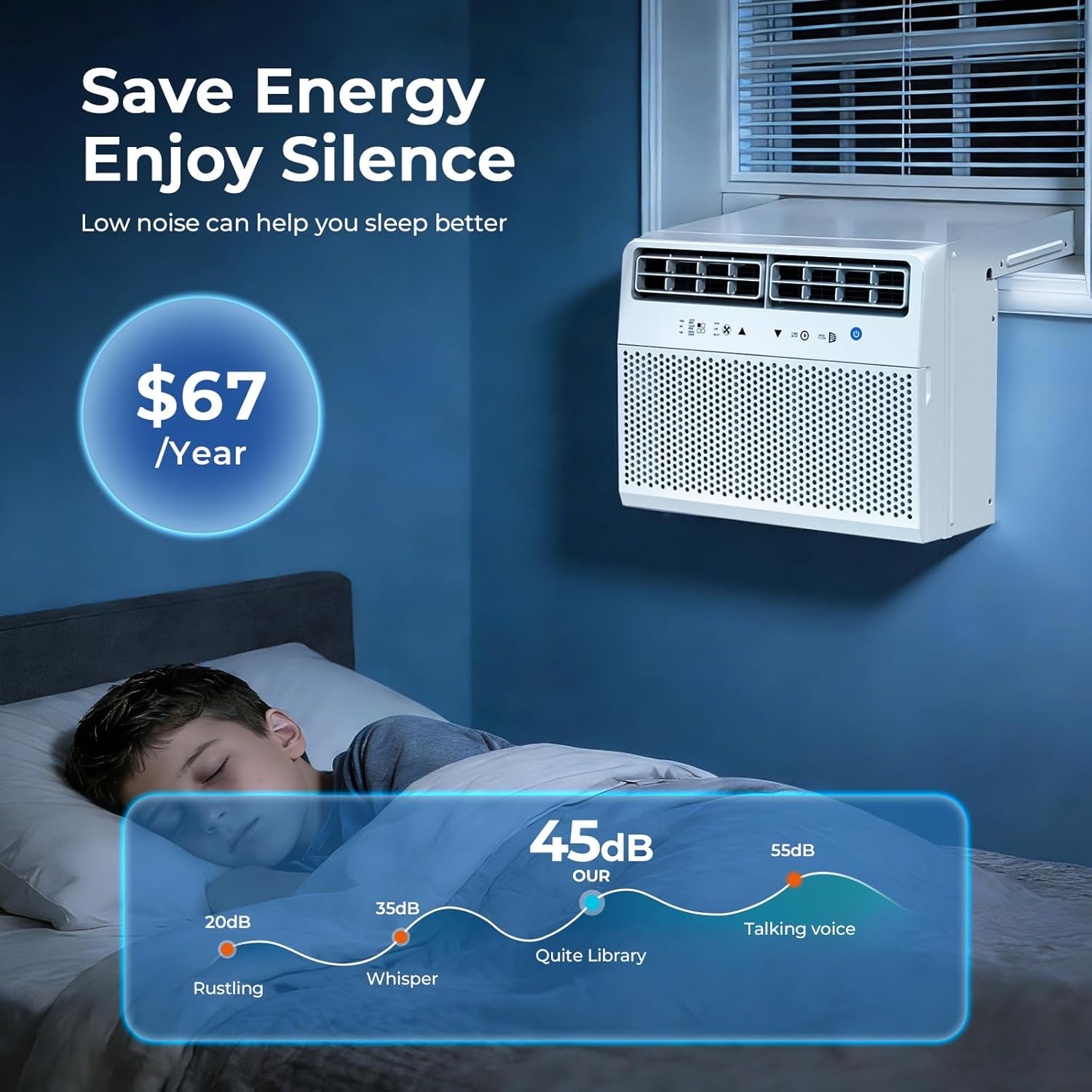 12,000 BTU U-Shaped Window Air Conditioner, Window AC Unit with Dehumidifier, Cools Up to 550 Sq. Ft for Large Rooms, Saddle AC Unit with Full Window View, 4 Fan Speeds, 24H Timer, Sleep Mode