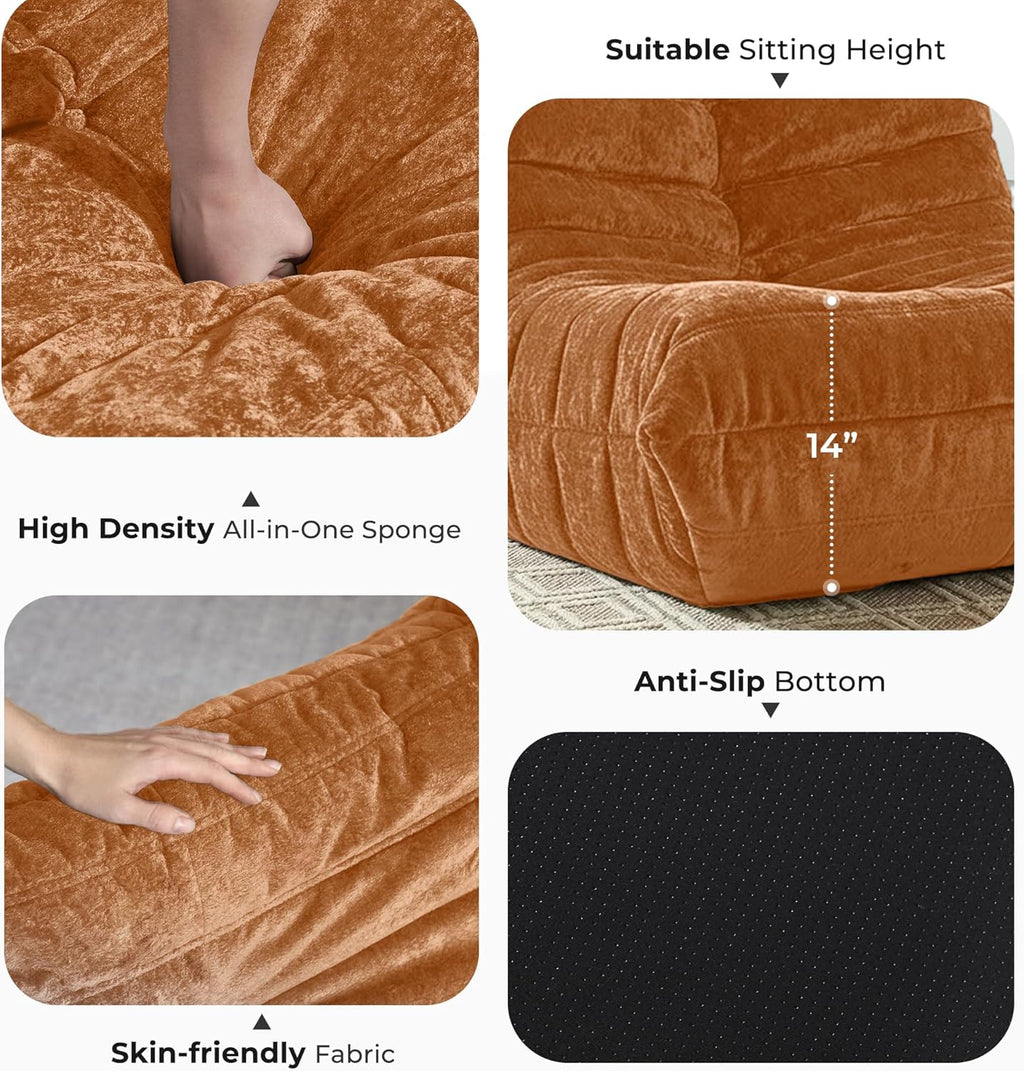 HABUTWAY Bean Bag Chair, Giant Bean Bag Chairs for Adults, Bean Bag Sofa with Filler Faux Fur, Memory Foam Bean Bag Couches Fireside Lazy Sofa for Living Room, Bedroom, Office (Brown)