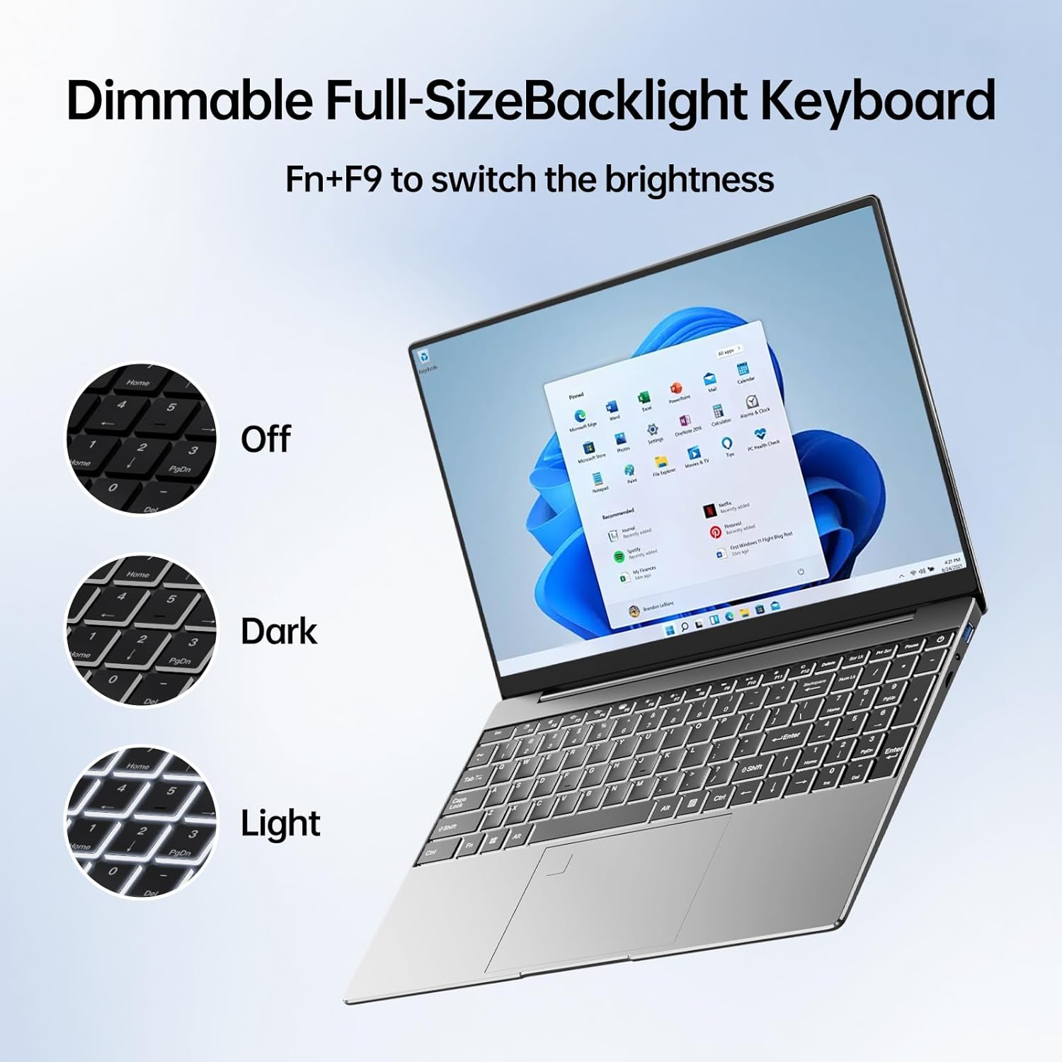 2026 Latest 15.6'' Laptop Windows 11, 8GB RAM 256GB SSD, Pentium 6500Y (3.40GHz), Backlit Keyboard, 1080p Full HD Display, Fingerprint, Webcam, USB3.2, Mini-HDMI, TF Card Slot, up to 16GB RAM 2TB SSD