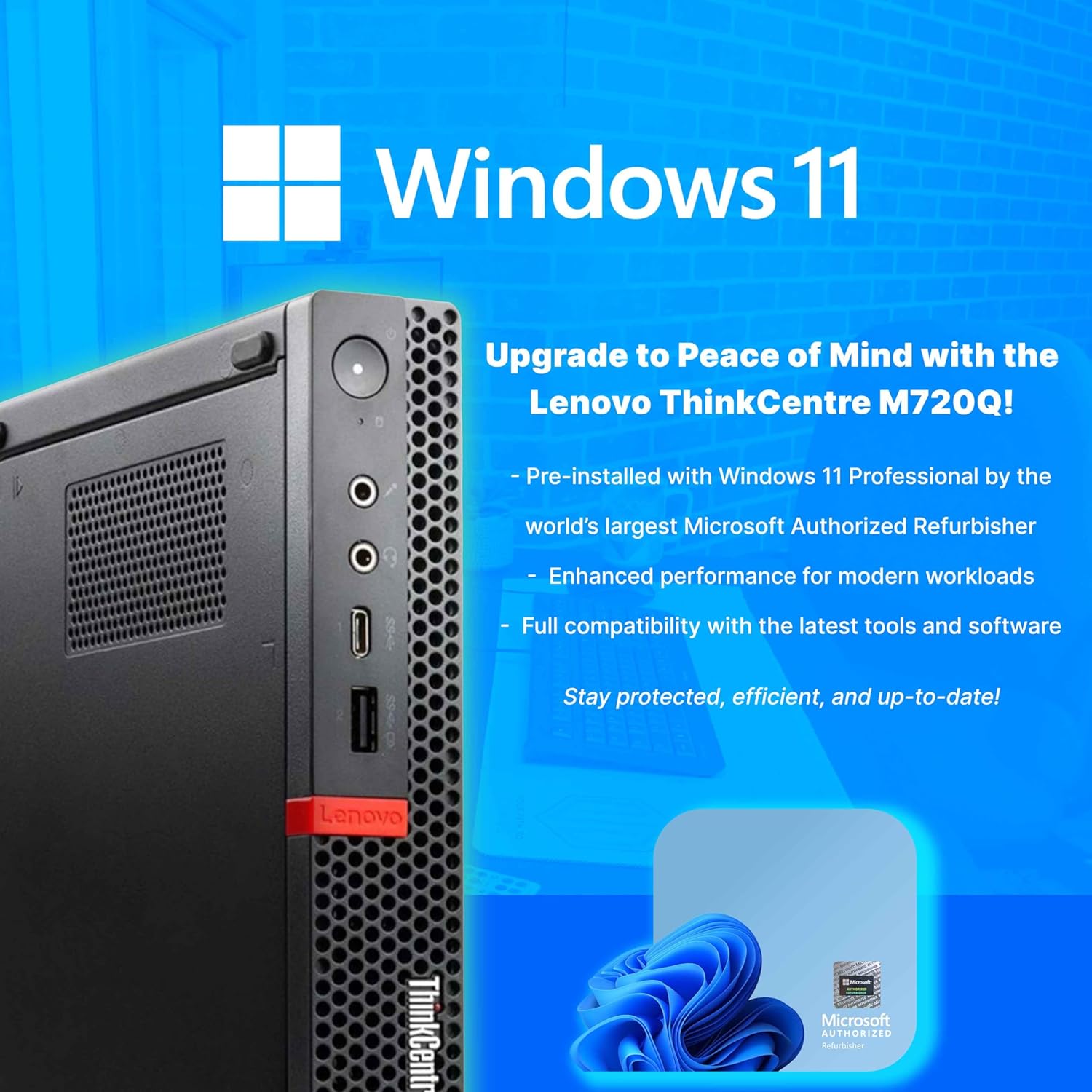 Lenovo M720Q ThinkCentre Mini PC | Windows 11 Pro | Intel i5-8400T | 16GB RAM + 500GB NVME | 5G WiFi + BT | Home or Office Micro Desktop Computer (Renewed)