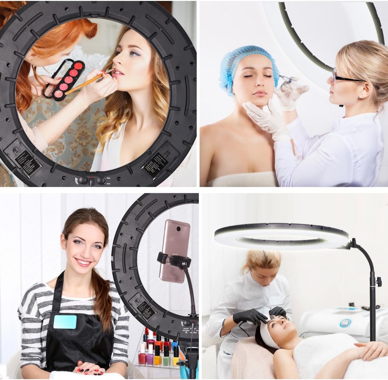 18" 60W LED Ring Light with Light Stand,Soft Tube,Phone Holder, Beauty Lighting Eyebrow Eyelash Extension Tattoo Lamp Makeup Selfie Live Streaming Dimmable Photography Studio Video Light
