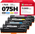 075H Toner Cartridge 4-Pack with Chip Replacement for Canon 075H 075 Toner Compatible with Canon LBP646Cdw MF665Cdw MF662Cdw MF664Cdw LBP647Cdw LBP640 MF660 Laser Printer Ink Black Cyan Yellow Magenta