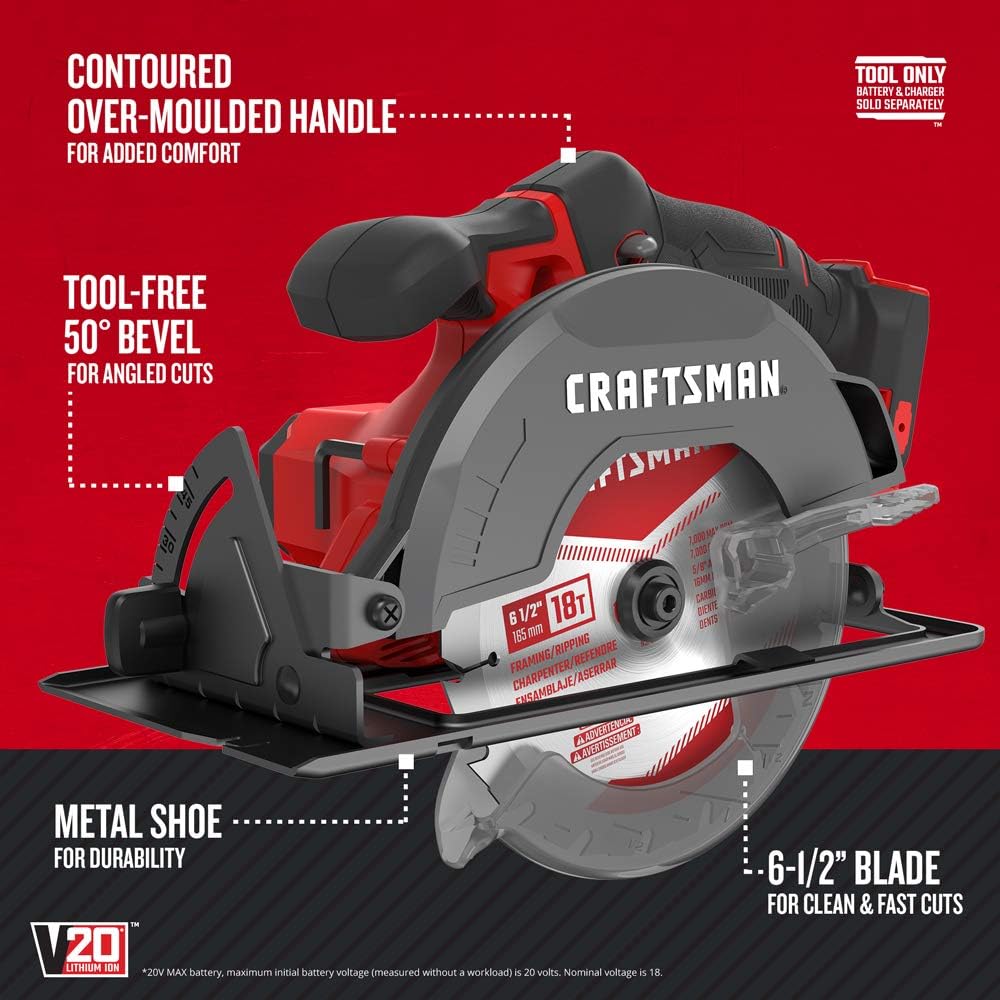 CRAFTSMAN V20 Power Tool Combo Kit, 7-Tool Cordless Power Tool Set with 2 Batteries and Charger (CMCK700D2)