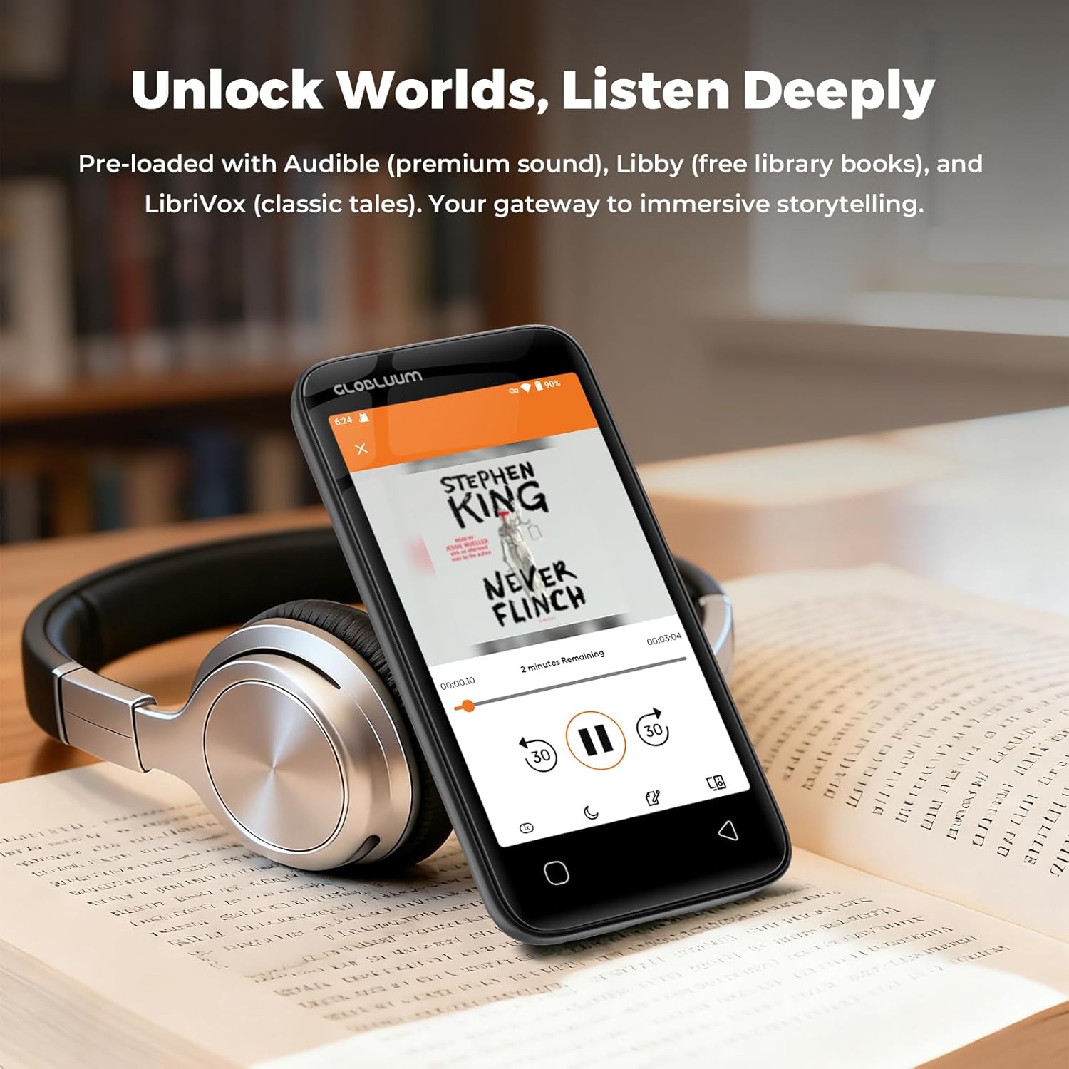 160GB MP3 Player with Bluetooth 5.0 and WiFi, Music Player with Spotify, Audible, Amazon Music, Pandora, Libby, Spotify Kids, 4" Touchscreen Android MP4 Player with HiFi Sound (Glossy Black)
