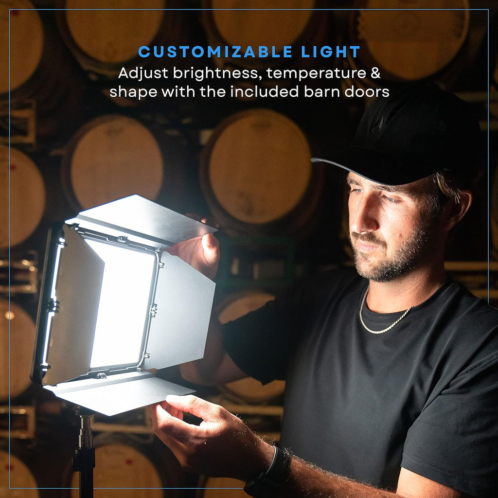 Lume Cube Studio Panel 2-Point Lighting Kit | Edge Lit LED Bicolor Light Panels 3200k - 5600k | Rechargeable Lithium Battery, Adjustable Color, Brightness, 70" Stands, Wireless Remote Included