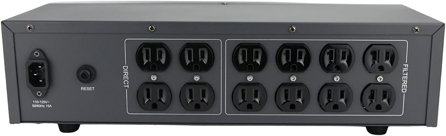 WAudio AC Noise Power Conditioner - Mains Purifier Audio Video Noise Filter Surge Protector with US Standard Sockets (Silver)