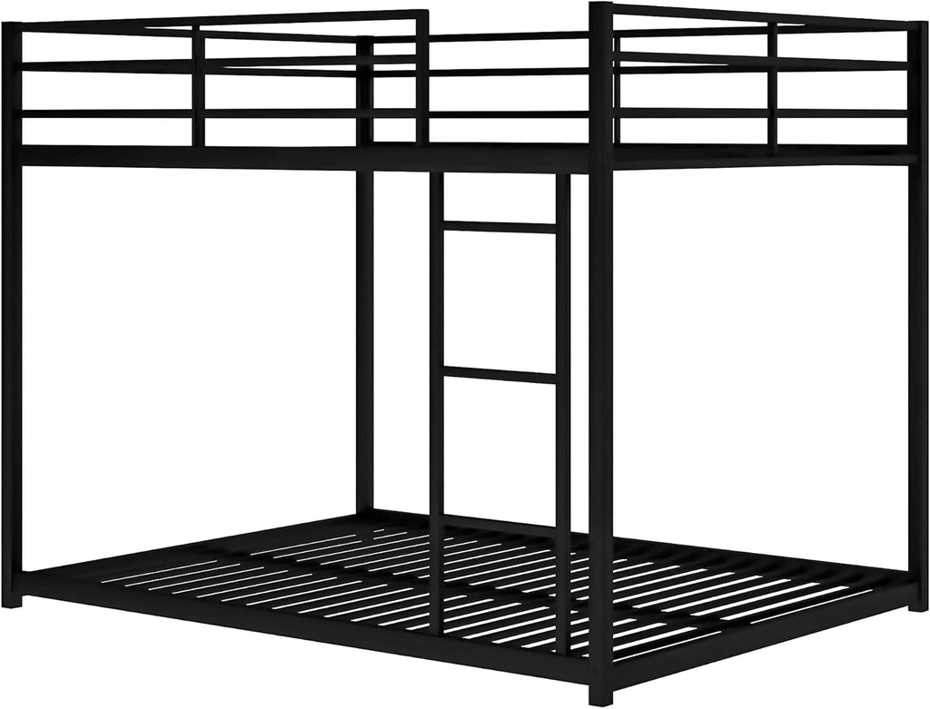 Bellemave Full Over Full Bunk Bed, Heavy Duty Metal Bunk BedFrame with Ladder and Guardrail for Kids, Adults, Cannot be Split, Black