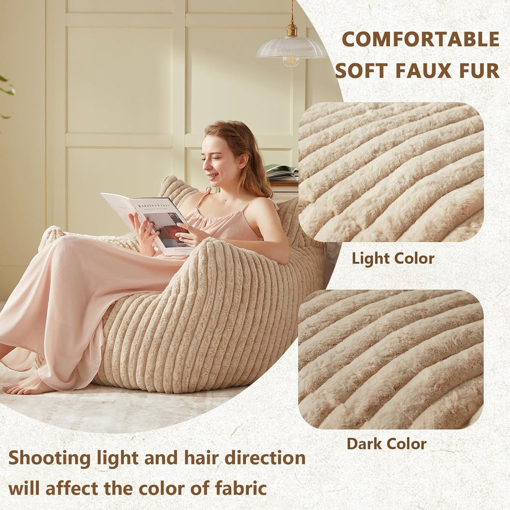 Achicsofar Giant Bean Bag Chairs for Adults Teens, Large Bean Bag Sofa Chairs with Filling Comfy Fuzzy BeanBag Chair with Armrests for Bedroom Living Room Reading