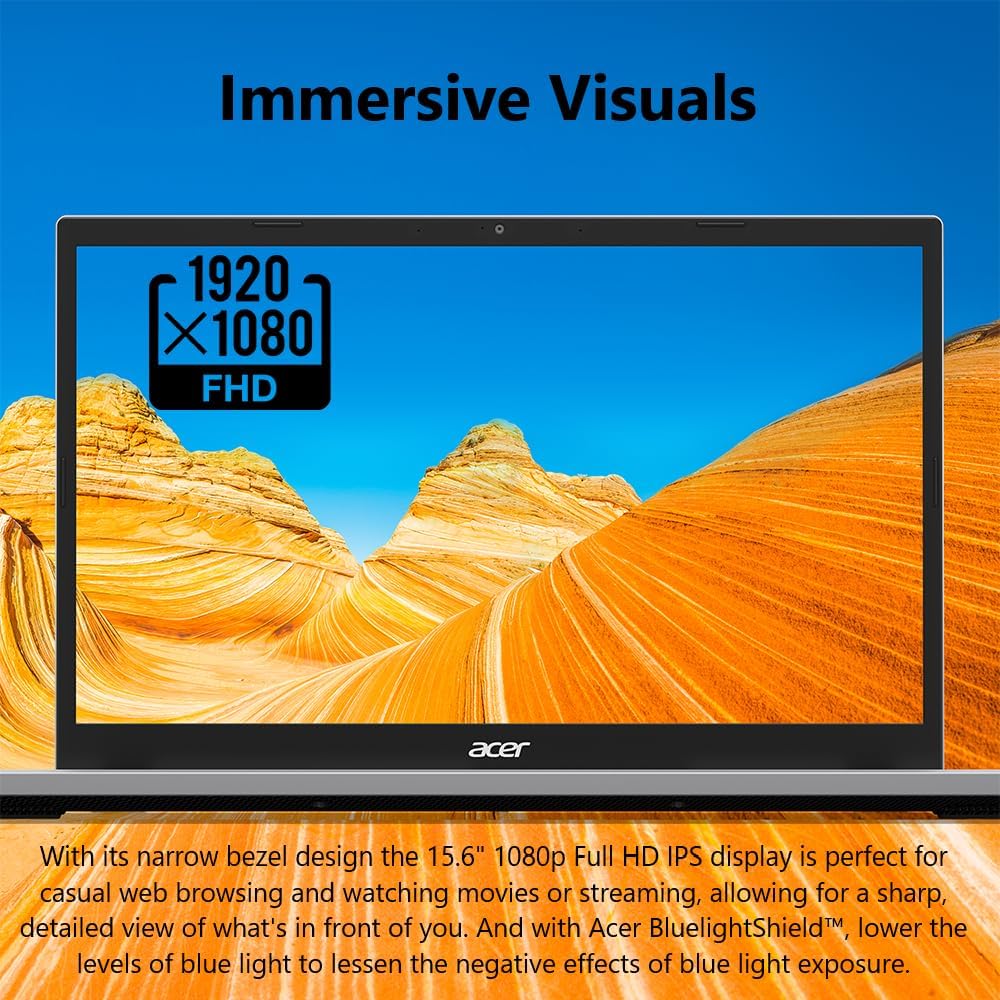 acer Aspire Go 15 AI Ready Laptop | 15.6" FHD (1920 x 1080) IPS Display | Intel Core 3 Processor N355 | Intel Graphics | 8GB DDR5 | 128GB UFS | Wi-Fi 6 | Windows 11 Home in S Mode | AG15-32P-352Z
