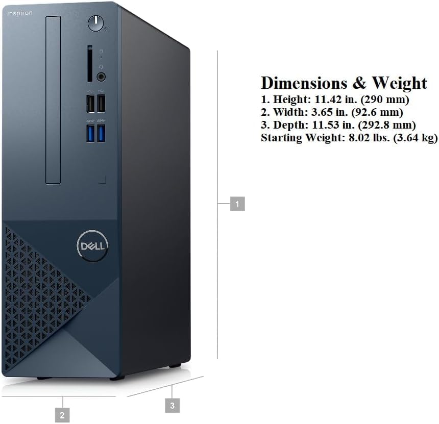DELL Inspiron 3020S Small Desktop, Intel i5-13400, 16GB DDR4 RAM,512GB SSD, Intel UHD 730 Graphics, Win 11 Pro, Bluetooth, WiFi, Mist Blue