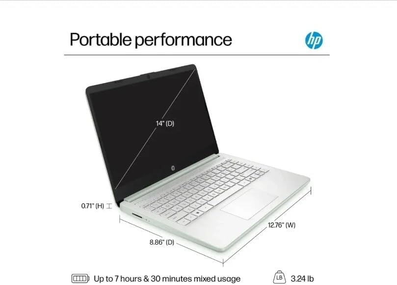 HP Stream 14 Student Business Laptop, Microsoft Office 365, Copilot AI, 8GB RAM, 128GB UFS, Intel N150 Processor(Quad-core), Willow Green, Windows 11 Home, with 5ave Kit