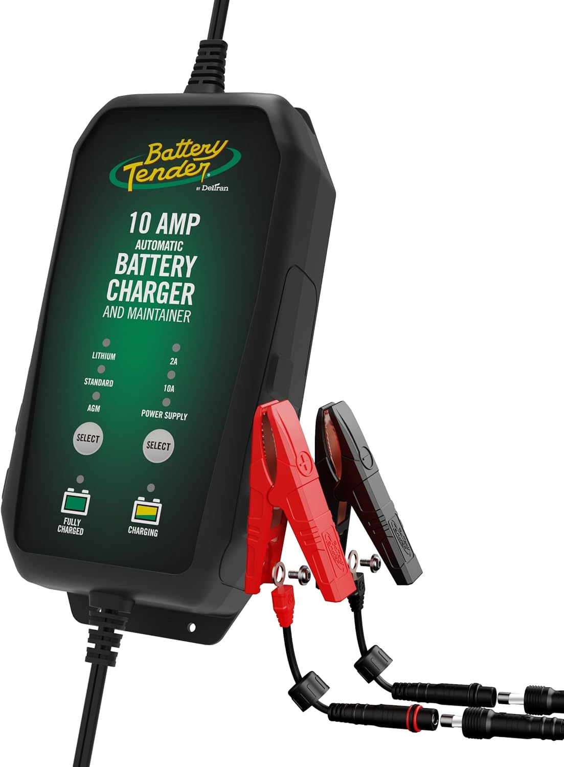 Battery Tender Power Tender 10 AMP / 2 AMP 12V Battery Charger and Maintainer – Fast Charger, Power Supply, IP67 Waterproof – Compatible with Lead Acid, AGM, Gel, & Lithium - 022-1006-DL-WH