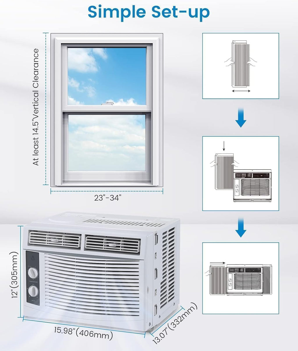 6000 Btu U-Shaped Window Air Conditioner, WiFi & App Control, Ultra Quiet, Enabled Saddle Window AC Unit Cools Up to 300 Sq. ft, Cooling, Dehumidifier, Flexible for Home/Office