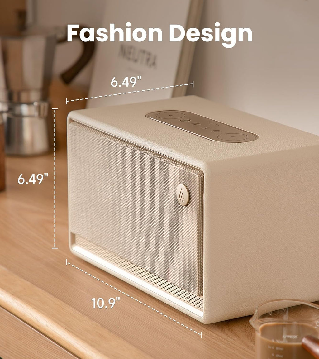Edifier ES300 Tabletop Wireless Speaker, Hi-Res Audio Bluetooth 5.3 & 12H Long Playtime, Crystal Clear Sound Multiple Connectivity for Home Office Outdoor Desktop (Ivory)