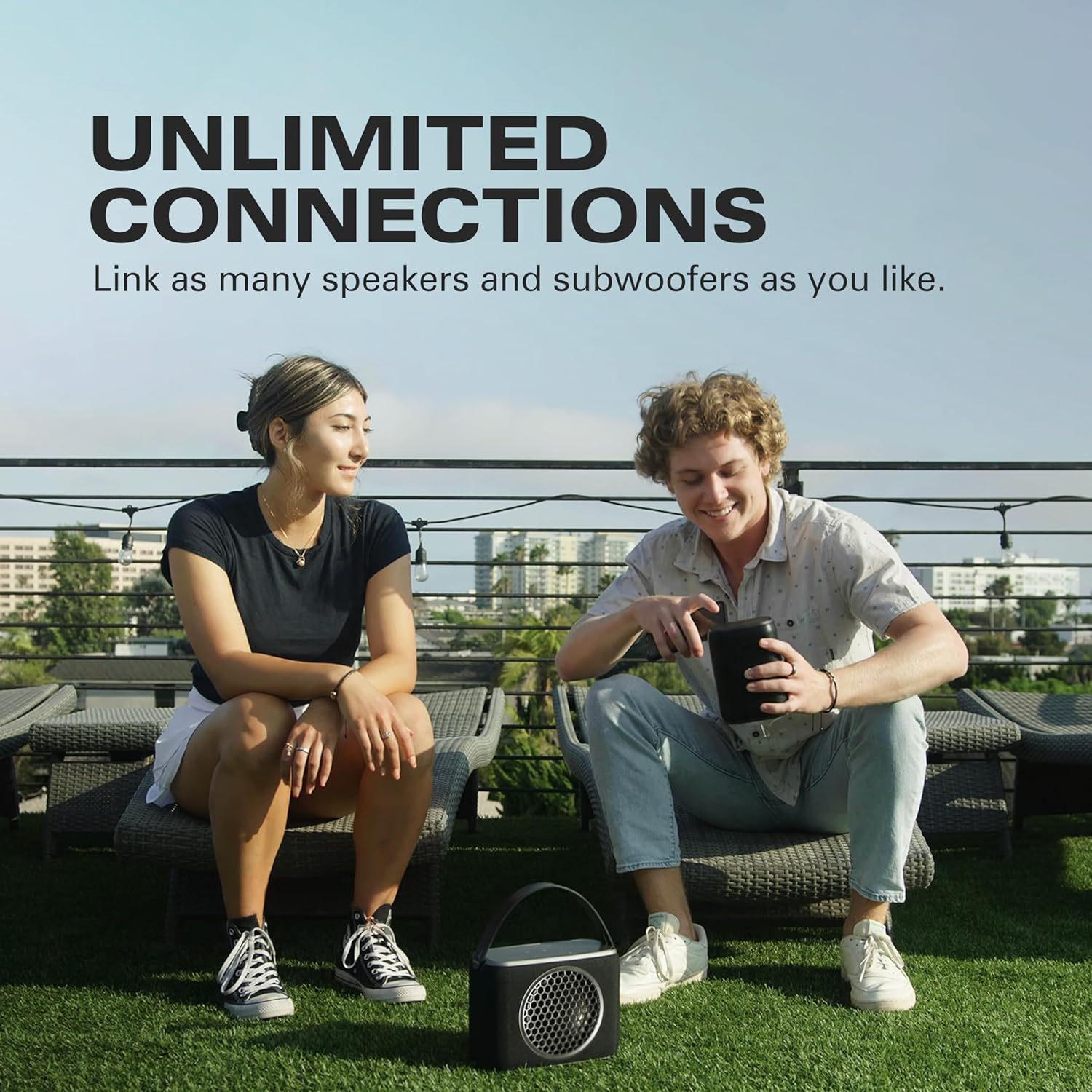 Rocksteady Stadium 2 Bluetooth Speaker & Subwoofer Bundle – 4 Speakers + Sub | Portable Multi-Room, Indoor/Outdoor System | Up to 30-Hr Battery | 150 ft Range