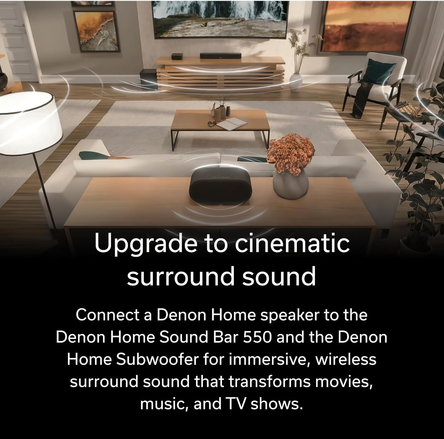 Denon Home 600 Home Speaker, Wireless Speaker with 8-Driver Array & 3D Dolby Atmos Music, HEOS Built-in Multiroom Control, Wi-Wi, Bluetooth, Home Audio Device, AirPlay 2, Stone