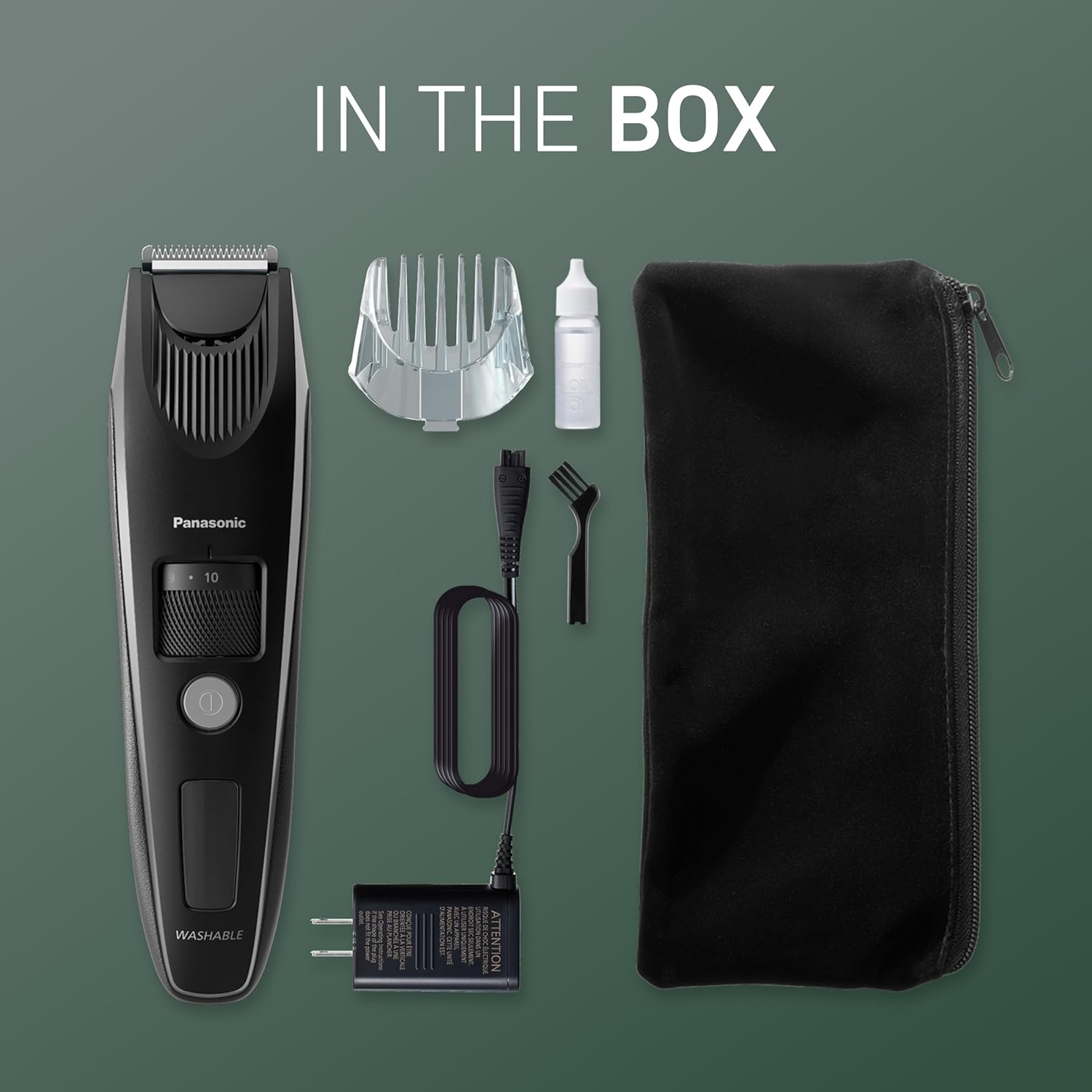 Panasonic Beard Trimmer for Men Cordless Precision Power, Hair Clipper with Comb Attachment and 19 Adjustable Settings, Washable, ER-SB40-K, 0.5-10mm lengths, 1 Pack