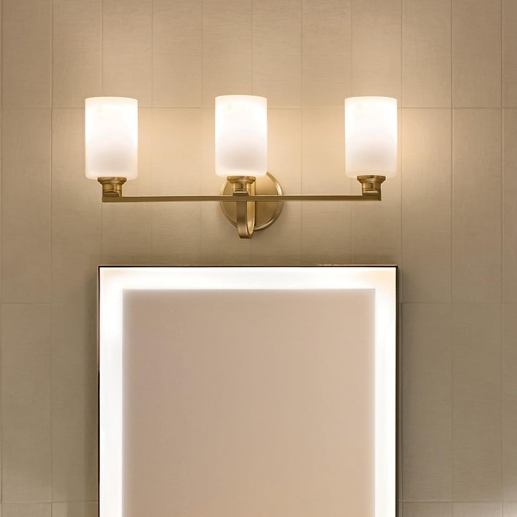 Kichler Gioe 24.25" 3-Light Bathroom Vanity Light Fixture with Opal Glass in Champagne Bronze, Damp Rated for Bathroom, Powder Room, Over Mirror (24.25" W x 10.5" H), 55226CPZ