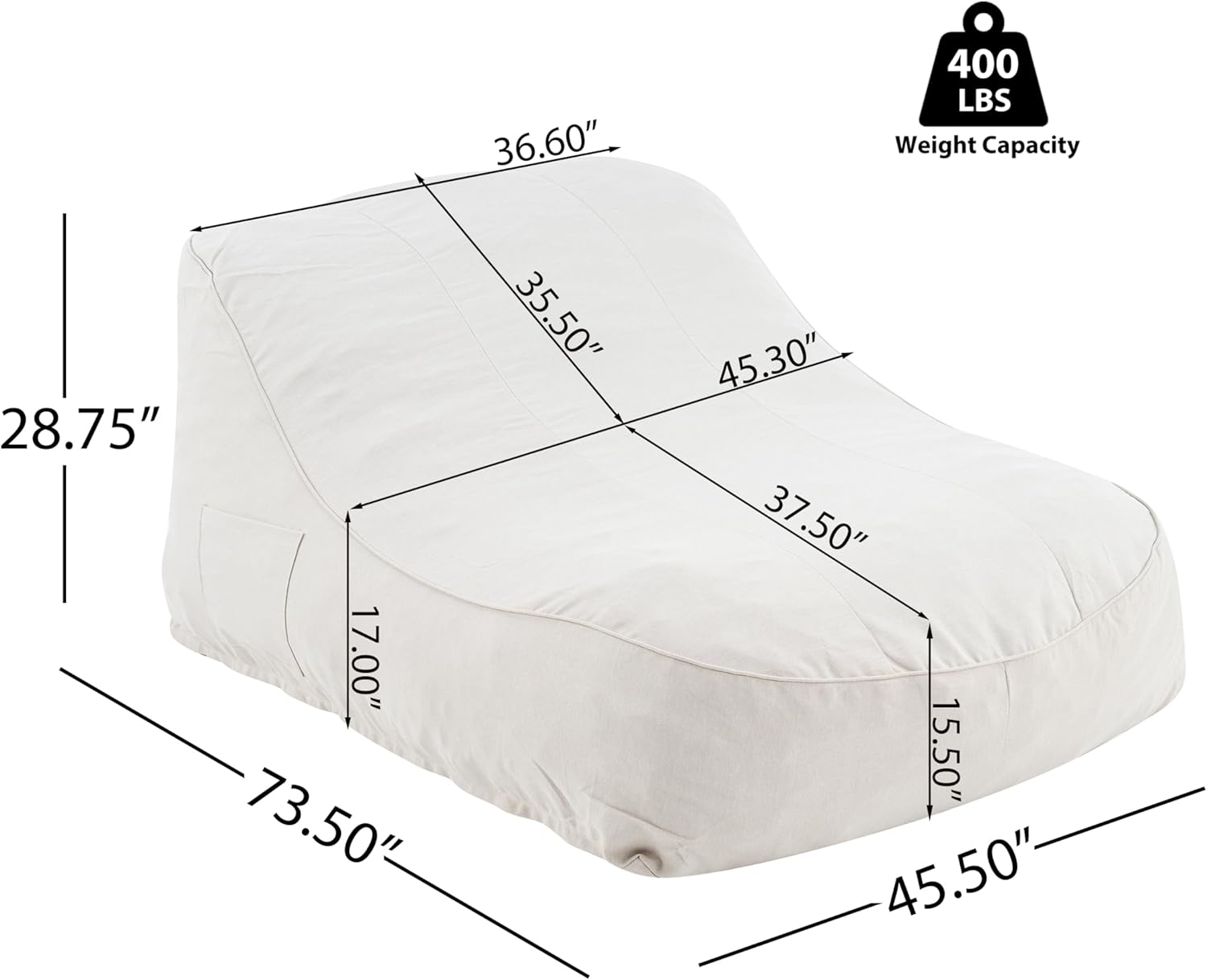 Christopher Knight Home Hilar Outdoor Bean Bag Chair, Fabric Bean Bag Lounger for Adults and Kids, Outdoor Comfy Reading Chair, Patio Lounge Sofa for Poolside Garden, Beige