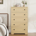 Garvee 5 Drawer Dresser for Bedroom, 50" Tall Large Dresser with Deep Drawers & Metal Knobs, Wooden Mid Century Modern Chest of Drawers for Living Room, Entryway, Hallway, Natural
