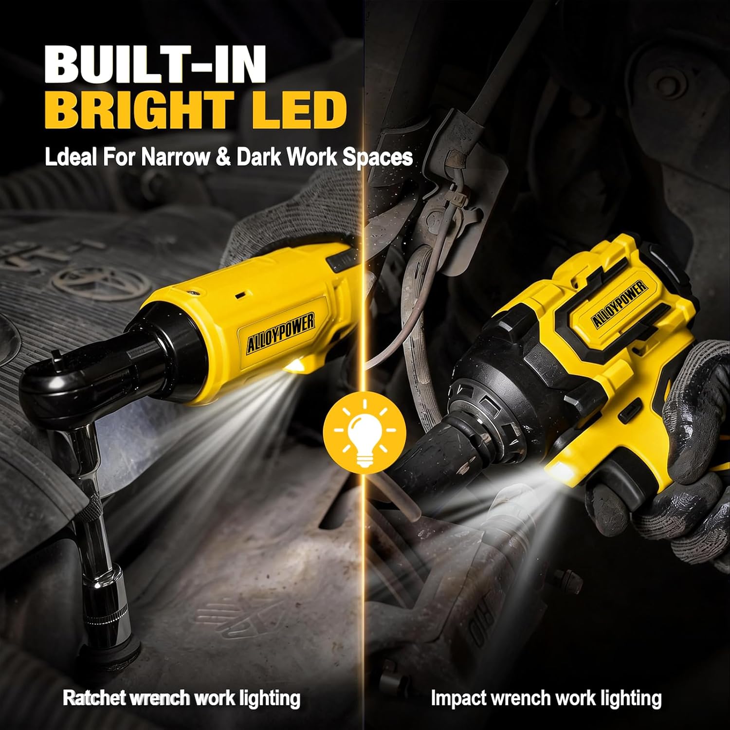1/2'' Brushless Impact Wrench 516 ft-lbs(700 Nm) and 3/8'' Cordless Ratchet Wrench 44 ft-lbs (60 Nm),20V Wrench Combo Set, with Variable Speed, LED Light, 4.0Ah &2.0Ah Battery, Charger