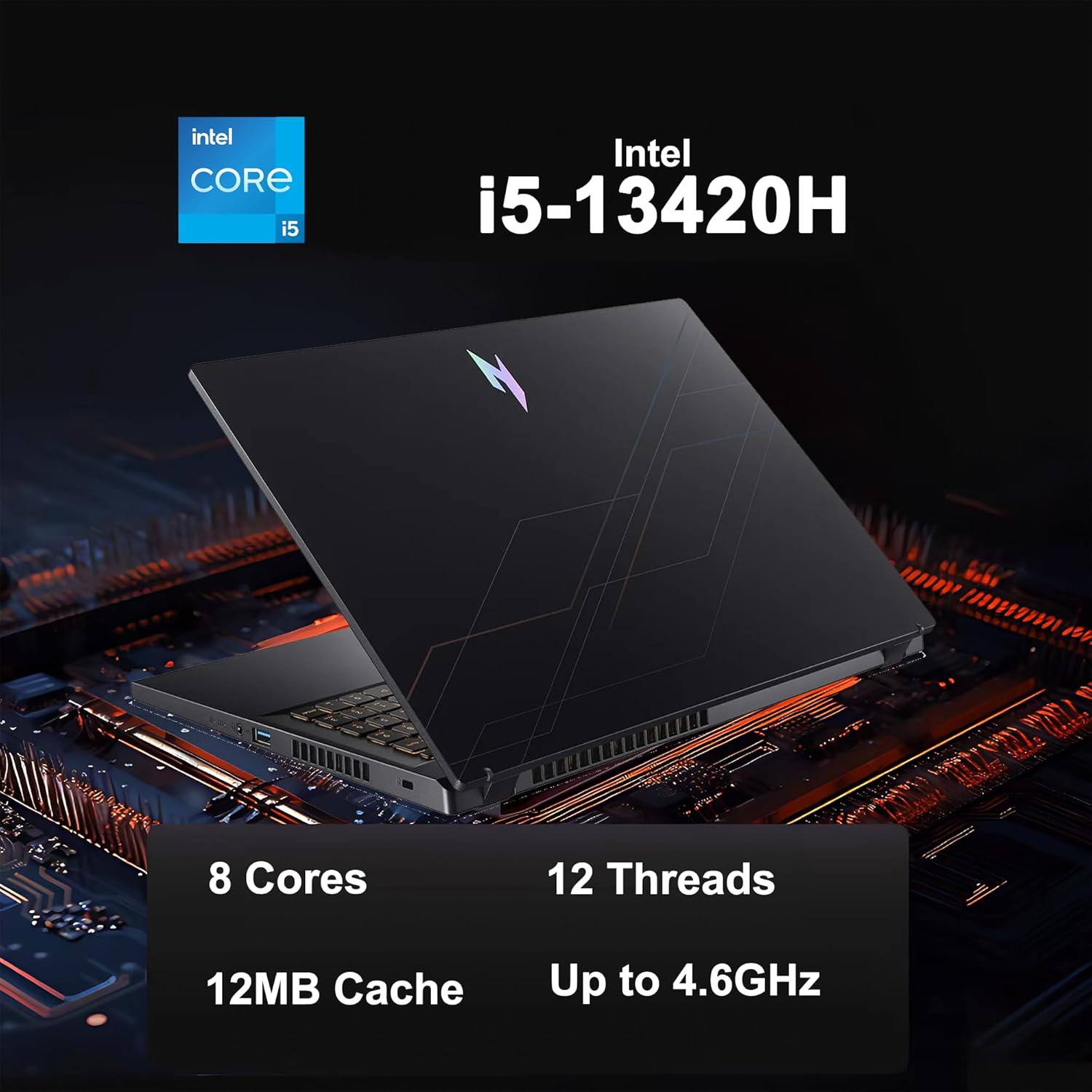 acer Nitro V 15 Gaming Laptop 15.6" FHD IPS 165Hz Intel 8-core i5-13420H 16GB DDR4 512GB SSD GeForce RTX 5050 GDDR7 DLSS4 (Up to 440 AI Tops) Backlit Thunderbolt WiFi6 Win11Pro ICP Hub
