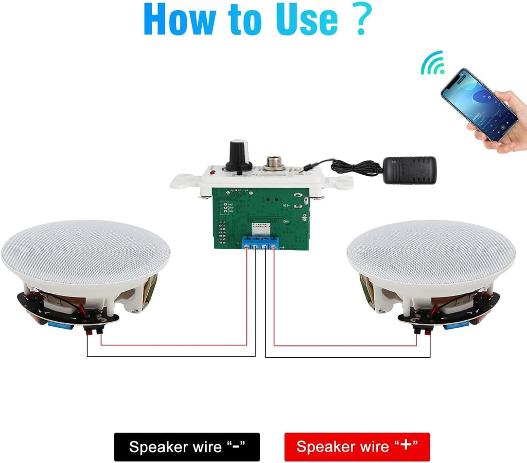 STUDIOFINIX 8 Inch Bluetooth Ceiling Speaker System, 400W Peak in-Ceiling Speakers with 2-Channel Wall Amplifier, Flush Mount Home Audio for Living Room, Office, Kitchen & Covered Patio（Pair）