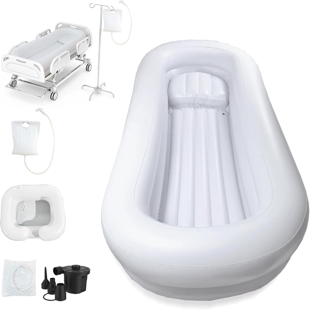 Bedside Shower Bath Kit,Inflatable Bed Bath,Medical grade PVC Bedside Shower Bathtub Kit,Bed Baths for the Disabled,Suitable for Disabled People, Elderly Pregnant Women, Etc (Double layer)